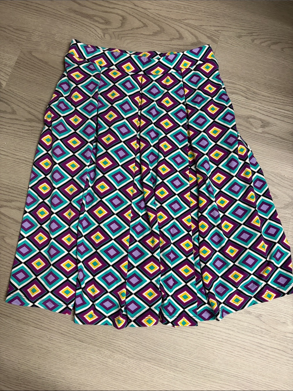 LuLaRoe Diamond Print Skirt in Purple, Teal & Yellow